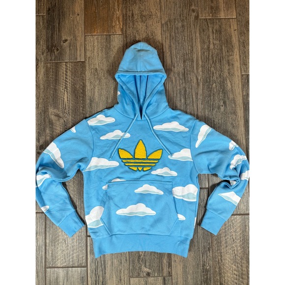 Adidas x The Simpsons Cloud AOP Hoodie Yellow Logo Mens Size S New - Picture 1 of 11